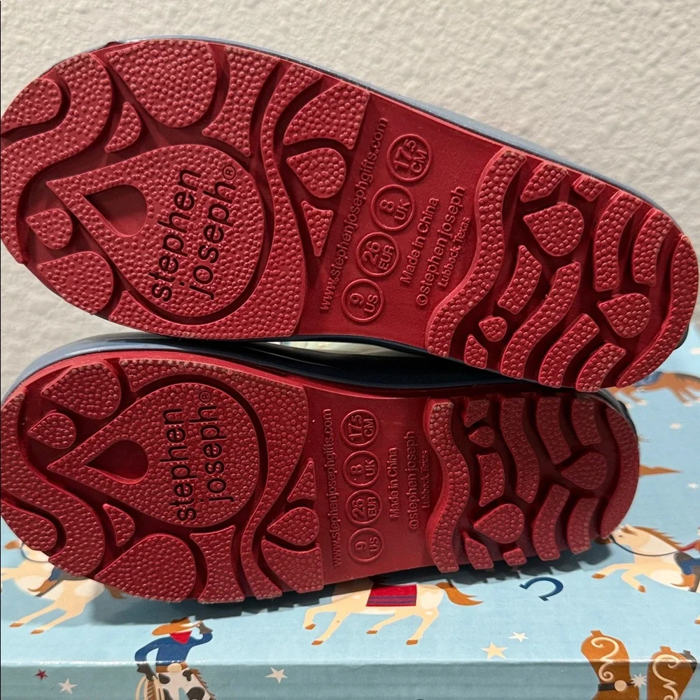 Stephen Joseph Kids' Horse Print Rain Boots, age 4-5, see chart, NWT $57 retail